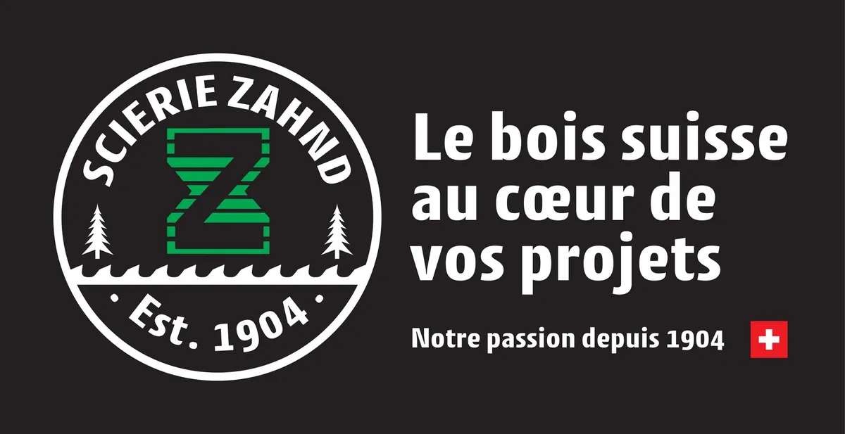 Bâche publicitaire cent sur deux cents centimètres pour la Scierie Zahnd