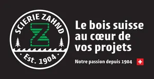 Bâche publicitaire cent sur deux cents centimètres pour la Scierie Zahnd